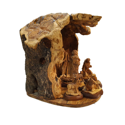 Nativity Set Natural Cave Special - Figures with Base - Olive Wood