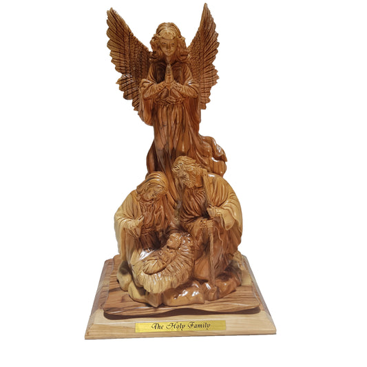 Nativity scene - Holy Family w/ angle – Genuine Olive Wood