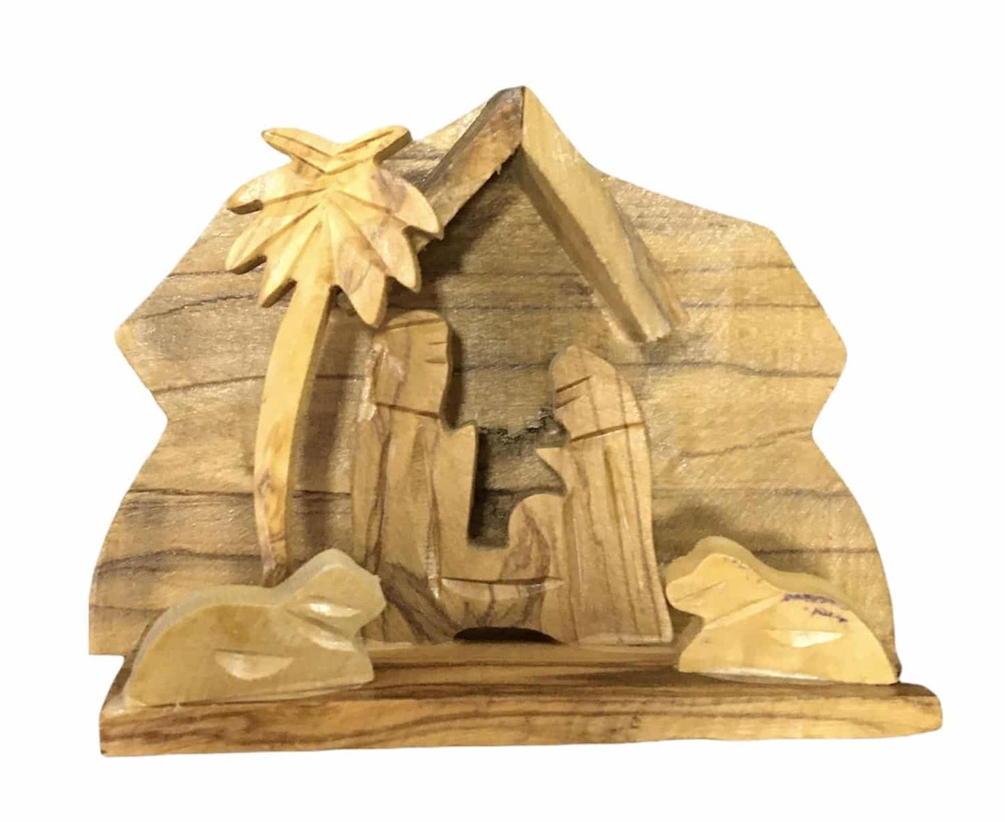 Nativity Set w/ Palm Tree - Genuine Olive Wood