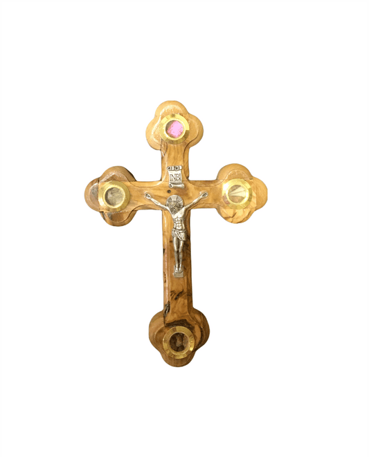 Budded Crucifix w/ 4 Holy Samples - Olive Wood