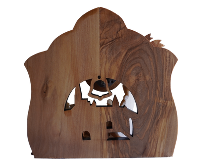 Musical Nativity Cave Set Genuine Olive Wood