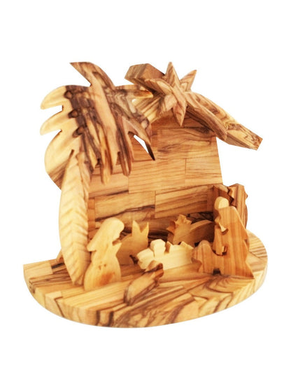 Nativity Scene With Palm Tree - Olive Wood Arch