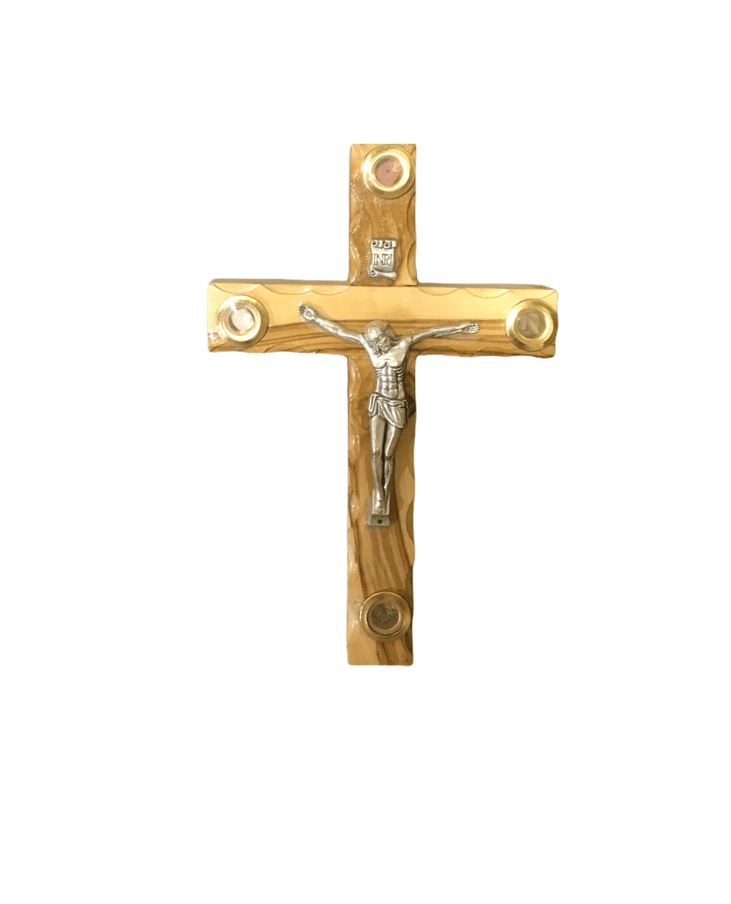 Crucifix with 4 Holy Samples - Olive Wood