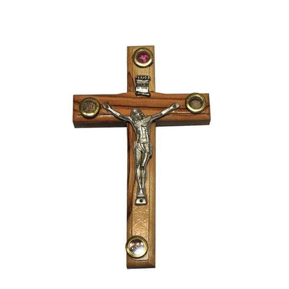 Crucifix Cross w/ 4 Holy Samples - 4 Sizes Available - Olive Wood