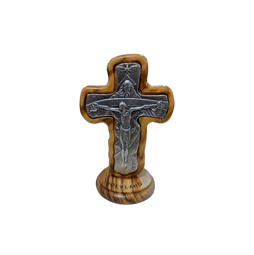 Crucifix Cross - The Holy Trinity - Quality Olive Wood & Silver