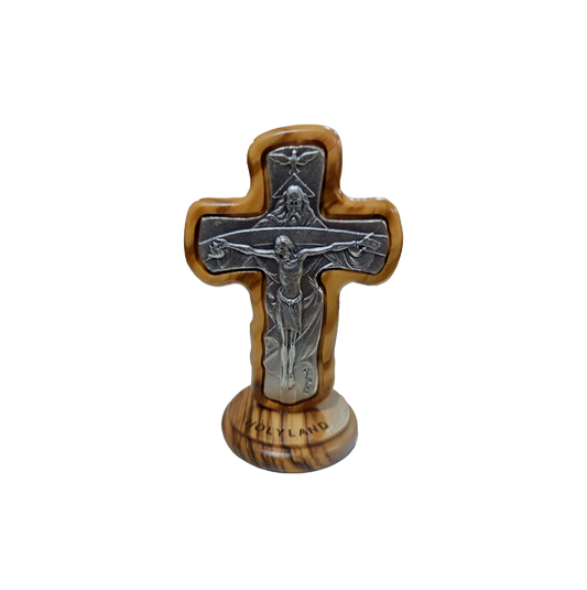 Crucifix Cross - The Holy Trinity - Quality Olive Wood & Silver