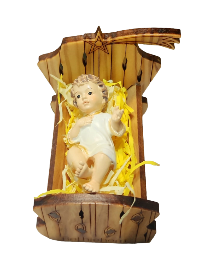 Baby Jesus Resin & Olive Wood Manger