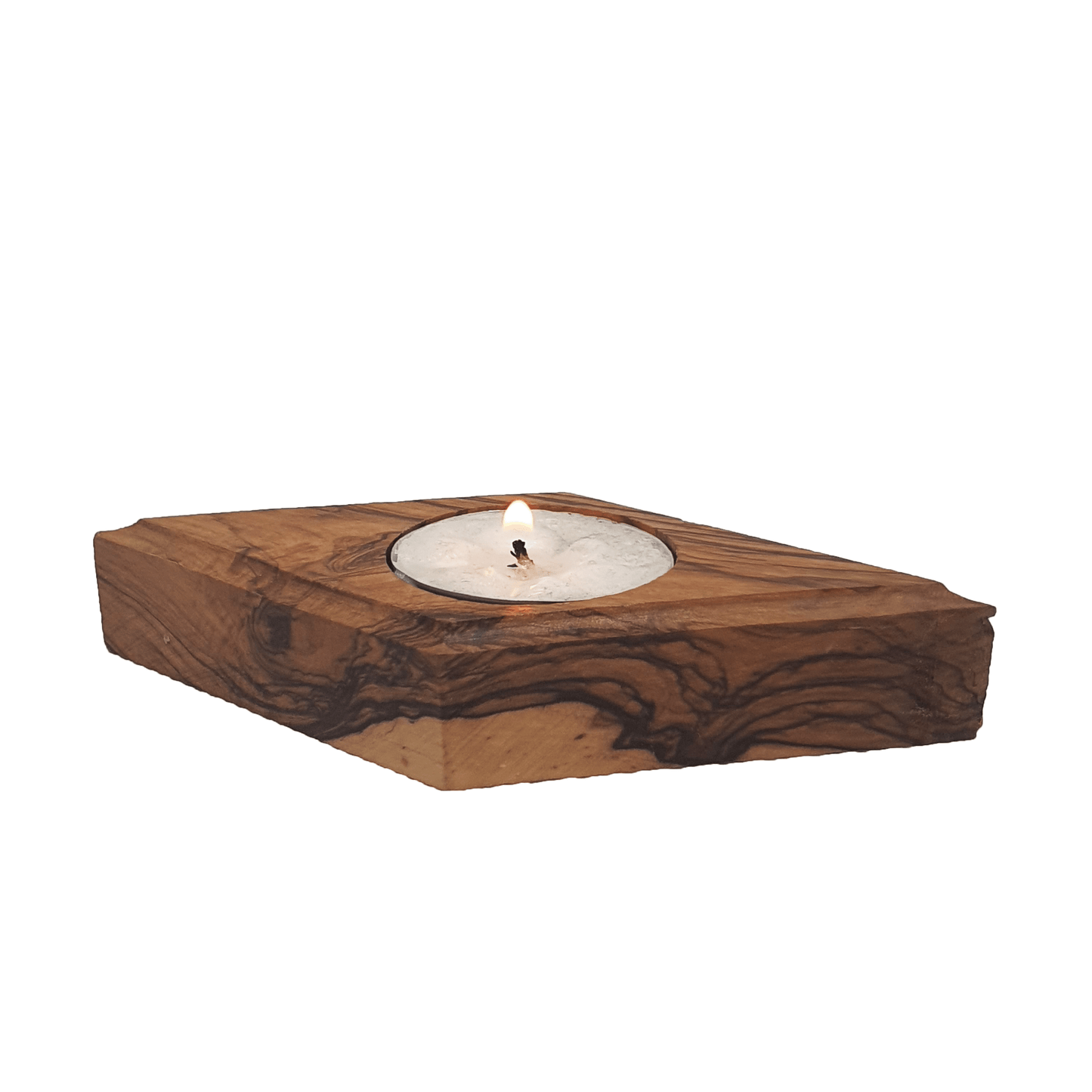 Cuboid Candle Holder - Olive Wood