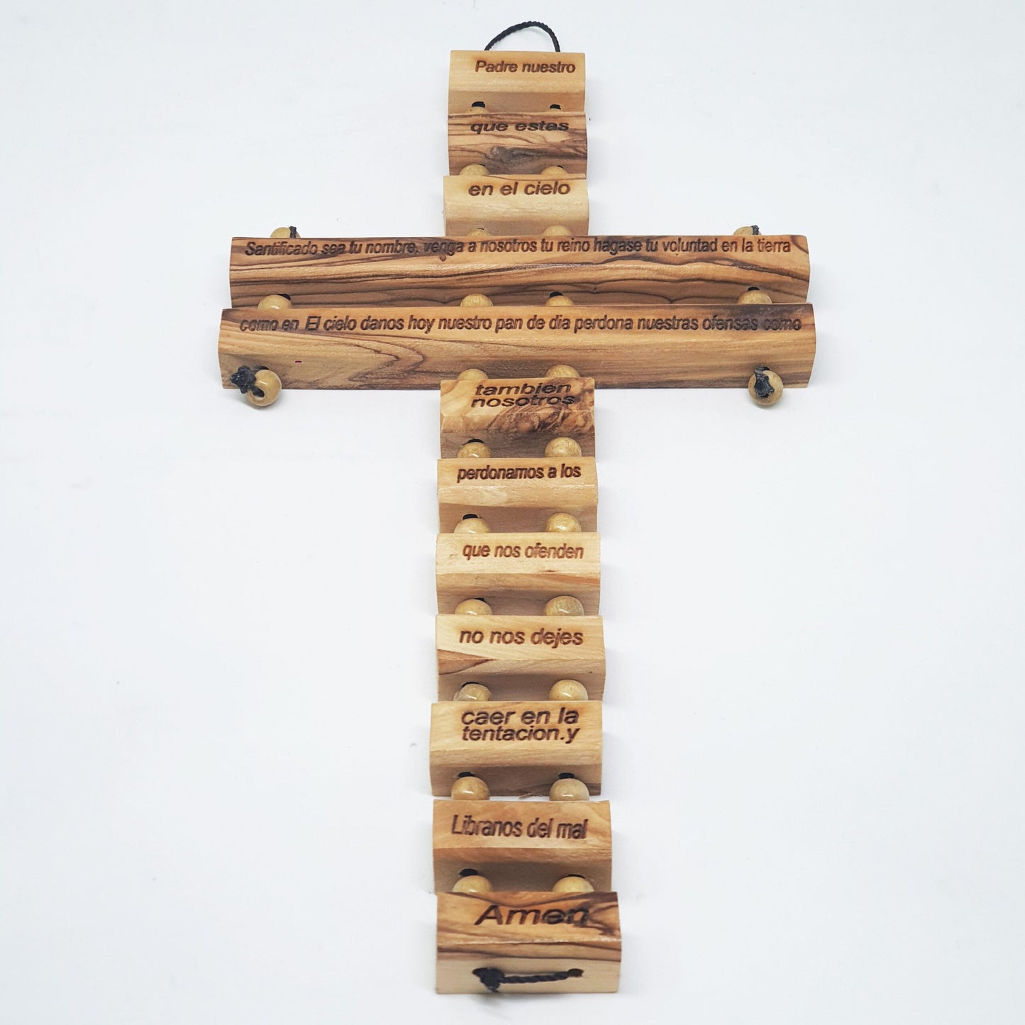 Cross w/ Our Father Prayer - 10 Languages - Olive Wood