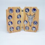 14 Stations of the Cross w/ Blue Circles - Crucifix Jesus - Olive Wood Book